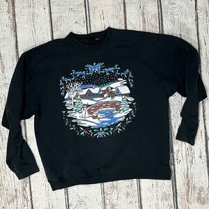 Vintage 80s Christmas Scene Ugly Sweater Party Xmas 1980s Sweatshirt